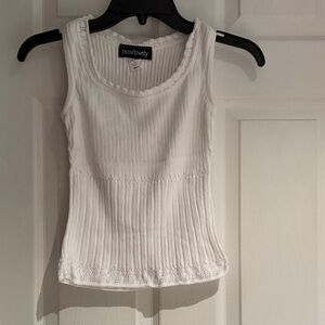 White Ribbed Tank Top